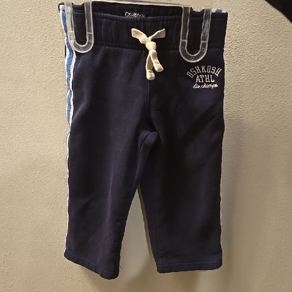 OshKosh B'gosh Kids Dark Blue Joggers with White Accents Side Stripe 2t